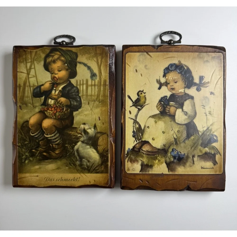 Hummel Wooden Wall Plaques Set of 2 Vintage